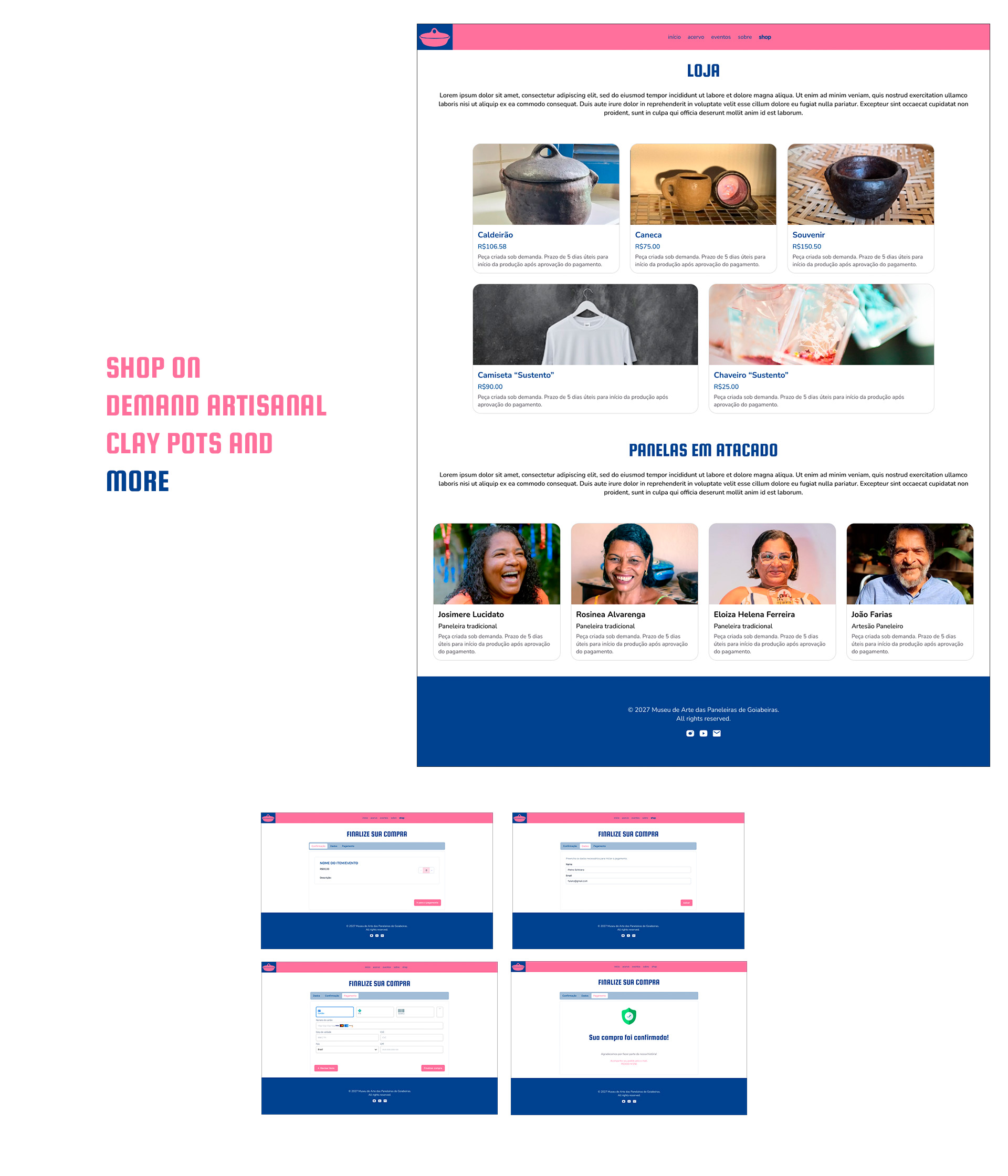 Presentation of a museum website developed for the local artisans. It shows the shopping page.